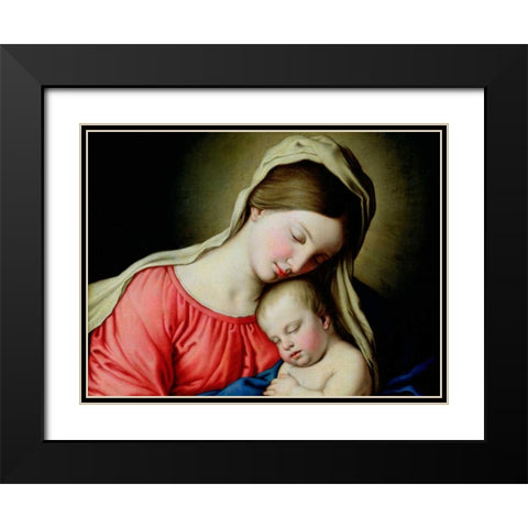 Beata Vergine con Bambino Black Modern Wood Framed Art Print with Double Matting by Sassoferrato