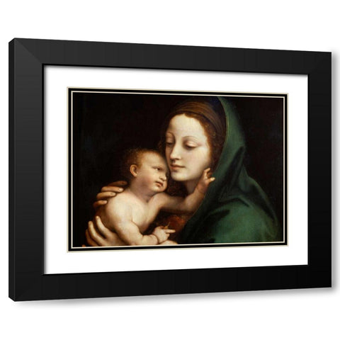 Madonna con Bambino Black Modern Wood Framed Art Print with Double Matting by Anonymous