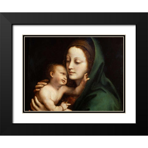 Madonna con Bambino Black Modern Wood Framed Art Print with Double Matting by Anonymous