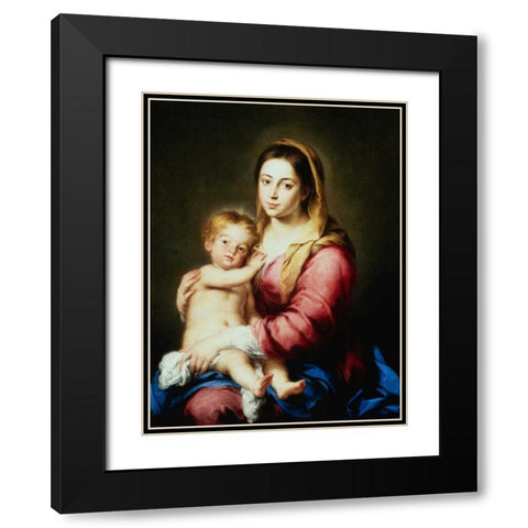 The Virgin and Child Black Modern Wood Framed Art Print with Double Matting by Murillo, Bartolome Esteban