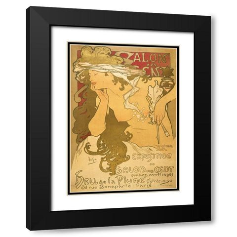 Salon de scent Black Modern Wood Framed Art Print with Double Matting by Mucha, Alphonse