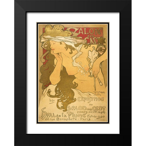 Salon de scent Black Modern Wood Framed Art Print with Double Matting by Mucha, Alphonse