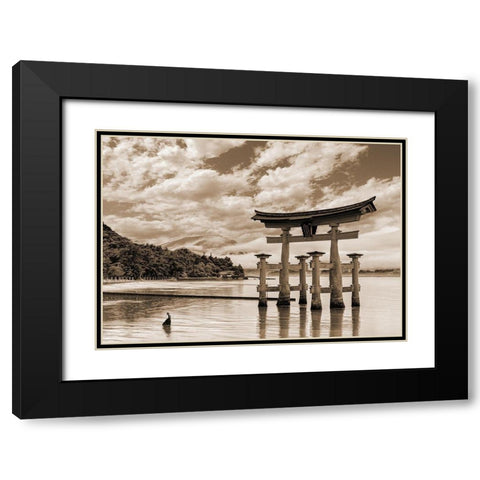 Itsukushima Shrine-Hiroshima-Japan (BW) Black Modern Wood Framed Art Print with Double Matting by Pangea Images