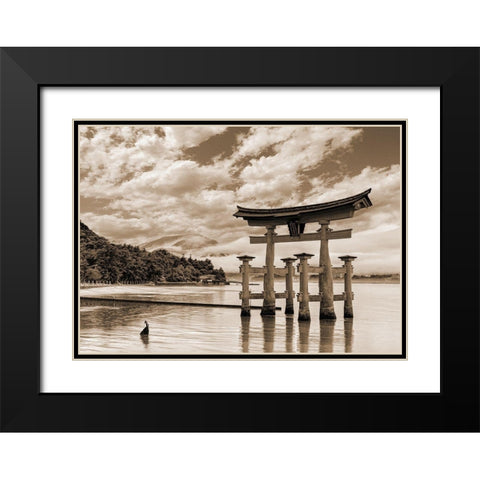 Itsukushima Shrine-Hiroshima-Japan (BW) Black Modern Wood Framed Art Print with Double Matting by Pangea Images