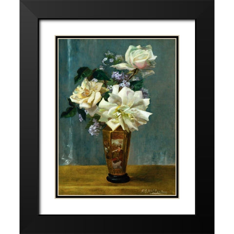 Still Life of Roses in an Oriental Vase Black Modern Wood Framed Art Print with Double Matting by Binford McCloskey, Alberta
