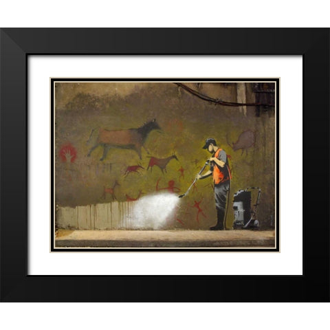 Leake Street London-graffiti attributed to Banksy Black Modern Wood Framed Art Print with Double Matting by Anonymous