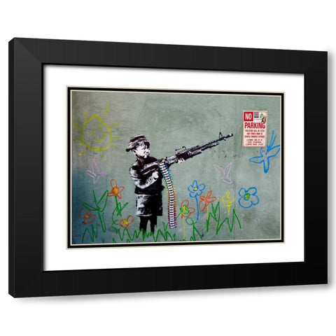 Westwood Los Angeles-graffiti attributed to Banksy Black Modern Wood Framed Art Print with Double Matting by Anonymous