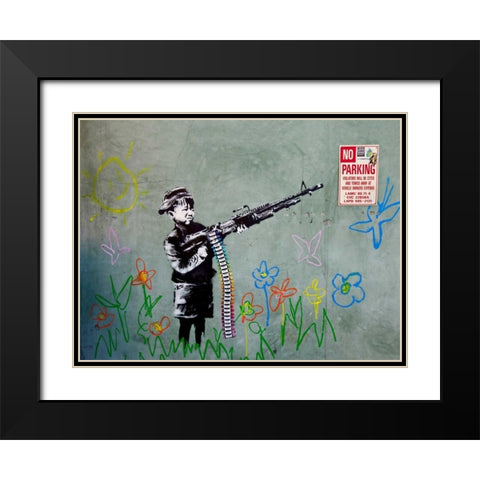Westwood Los Angeles-graffiti attributed to Banksy Black Modern Wood Framed Art Print with Double Matting by Anonymous