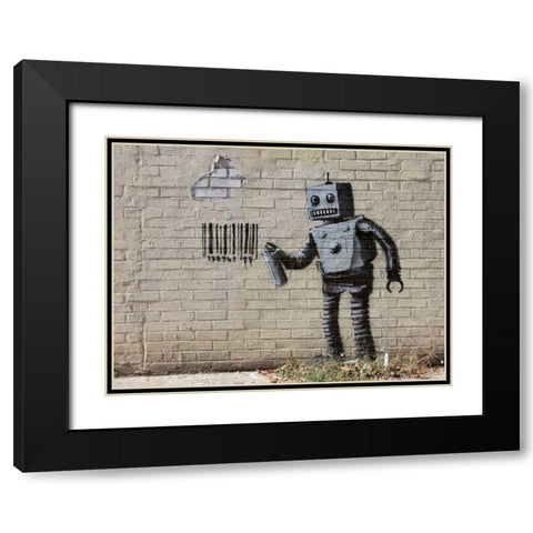 Stillwell Avenue Coney Island NYC-graffiti attributed to Banksy Black Modern Wood Framed Art Print with Double Matting by Anonymous