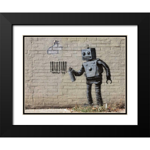 Stillwell Avenue Coney Island NYC-graffiti attributed to Banksy Black Modern Wood Framed Art Print with Double Matting by Anonymous