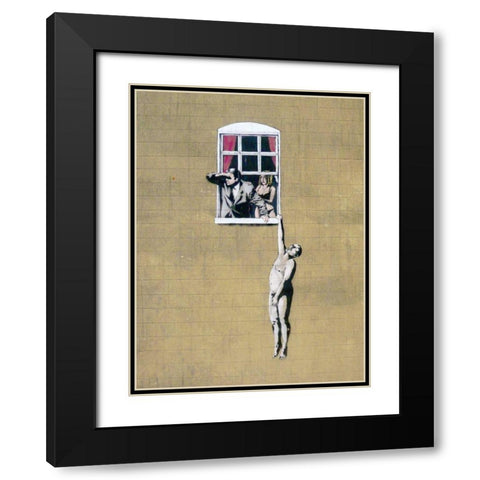 Park Street, Bristol (graffiti attributed to Banksy) Black Modern Wood Framed Art Print with Double Matting by Anonymous (attributed to Banksy)