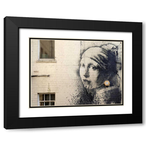Hanover Place, Bristol (graffiti attributed to Banksy) Black Modern Wood Framed Art Print with Double Matting by Anonymous (attributed to Banksy)