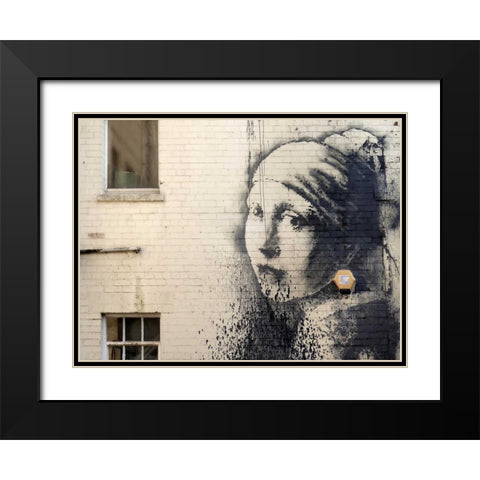 Hanover Place, Bristol (graffiti attributed to Banksy) Black Modern Wood Framed Art Print with Double Matting by Anonymous (attributed to Banksy)