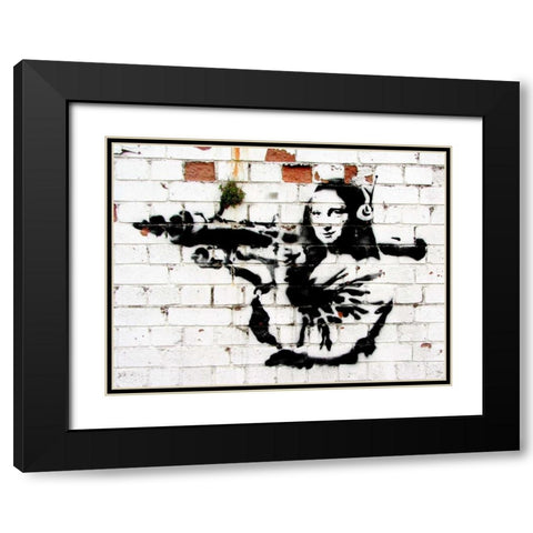 Noel Street, Soho, London (graffiti attributed to Banksy) Black Modern Wood Framed Art Print with Double Matting by Anonymous (attributed to Banksy)