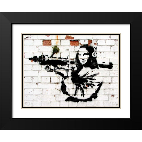 Noel Street, Soho, London (graffiti attributed to Banksy) Black Modern Wood Framed Art Print with Double Matting by Anonymous (attributed to Banksy)
