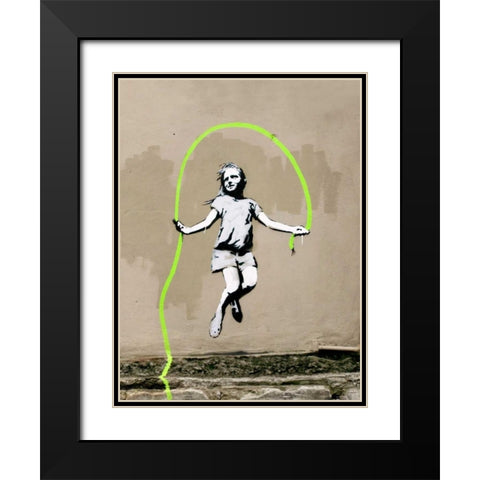 Girl – North 6th Avenue, NYC (graffiti attributed to Banksy) Black Modern Wood Framed Art Print with Double Matting by Anonymous (attributed to Banksy)