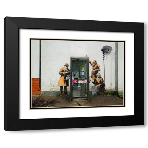 Fairview Road and Hewlett Road in Cheltenham, Gloucestershire Black Modern Wood Framed Art Print with Double Matting by Anonymous-attributed to Banksy
