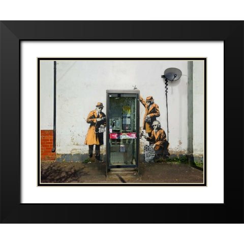 Fairview Road and Hewlett Road in Cheltenham, Gloucestershire Black Modern Wood Framed Art Print with Double Matting by Anonymous-attributed to Banksy