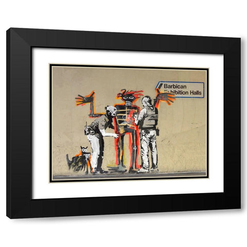 Outside Barbican Centre, London Black Modern Wood Framed Art Print with Double Matting by Anonymous (attributed to Banksy)
