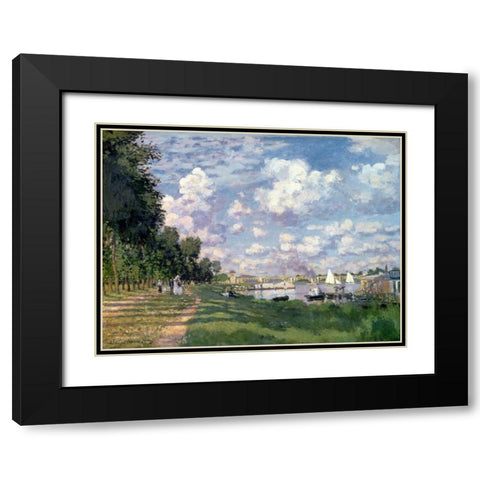 The Marina at Argenteuil Black Modern Wood Framed Art Print with Double Matting by Monet, Claude