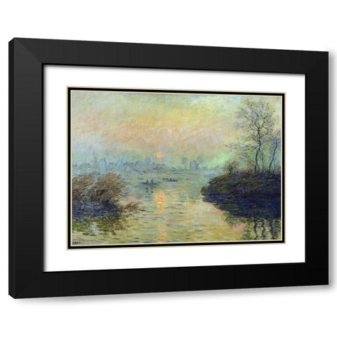 Sun Setting over the Seine at Lavacourt Black Modern Wood Framed Art Print with Double Matting by Monet, Claude
