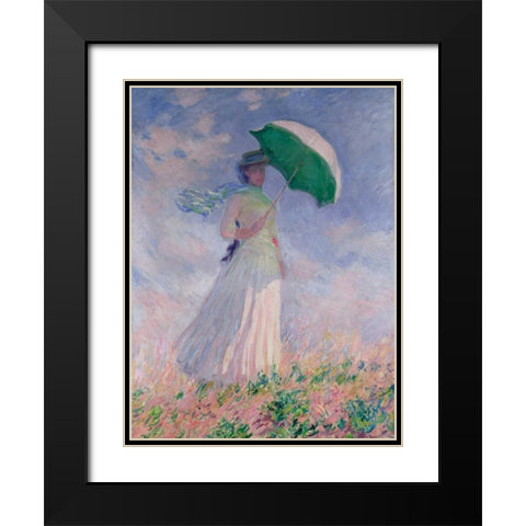 Woman with a Parasol-Right Black Modern Wood Framed Art Print with Double Matting by Monet, Claude