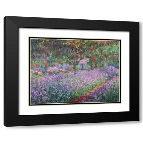 The Artists Garden at Giverny Black Modern Wood Framed Art Print with Double Matting by Monet, Claude