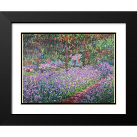 The Artists Garden at Giverny Black Modern Wood Framed Art Print with Double Matting by Monet, Claude