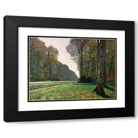 Le Pave de Chailly Black Modern Wood Framed Art Print with Double Matting by Monet, Claude