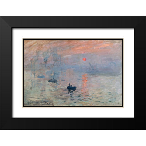 Impression au soleil levant Black Modern Wood Framed Art Print with Double Matting by Monet, Claude