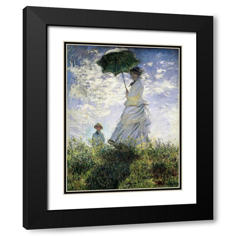 Femme a l’ombrelle Black Modern Wood Framed Art Print with Double Matting by Monet, Claude