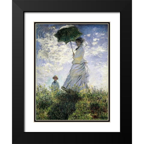 Femme a l’ombrelle Black Modern Wood Framed Art Print with Double Matting by Monet, Claude