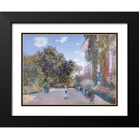 Garden of the Artist at Argenteuil Black Modern Wood Framed Art Print with Double Matting by Monet, Claude