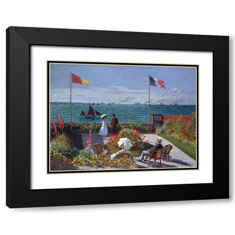Terrasse a Sainte-Adresse Black Modern Wood Framed Art Print with Double Matting by Monet, Claude
