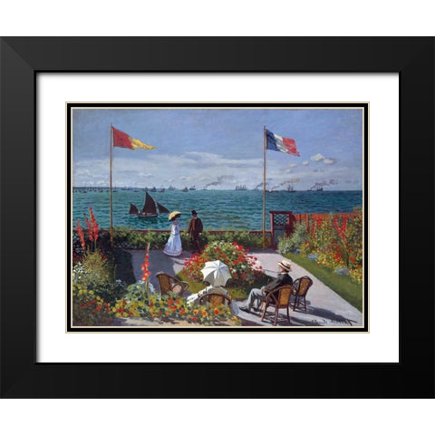 Terrasse a Sainte-Adresse Black Modern Wood Framed Art Print with Double Matting by Monet, Claude