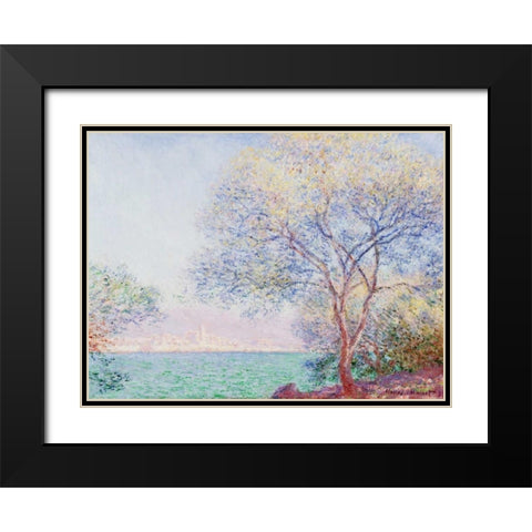 Morning Antibes Black Modern Wood Framed Art Print with Double Matting by Monet, Claude
