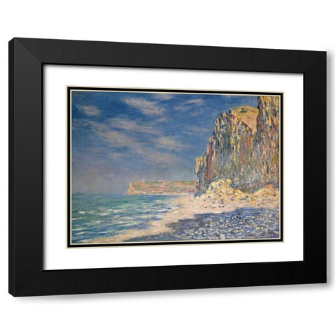 Falaise near Fecamp Black Modern Wood Framed Art Print with Double Matting by Monet, Claude