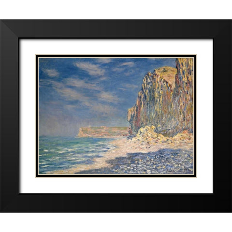 Falaise near Fecamp Black Modern Wood Framed Art Print with Double Matting by Monet, Claude