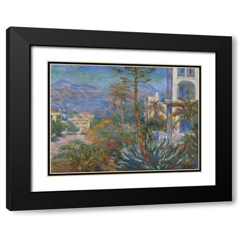 The Villas at Bordighera Black Modern Wood Framed Art Print with Double Matting by Monet, Claude
