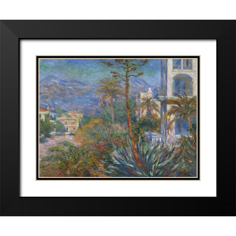 The Villas at Bordighera Black Modern Wood Framed Art Print with Double Matting by Monet, Claude