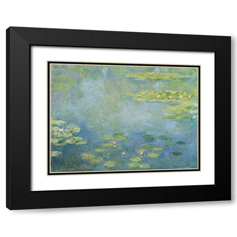 Waterlilies Black Modern Wood Framed Art Print with Double Matting by Monet, Claude