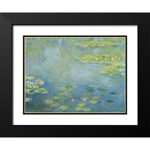 Waterlilies Black Modern Wood Framed Art Print with Double Matting by Monet, Claude