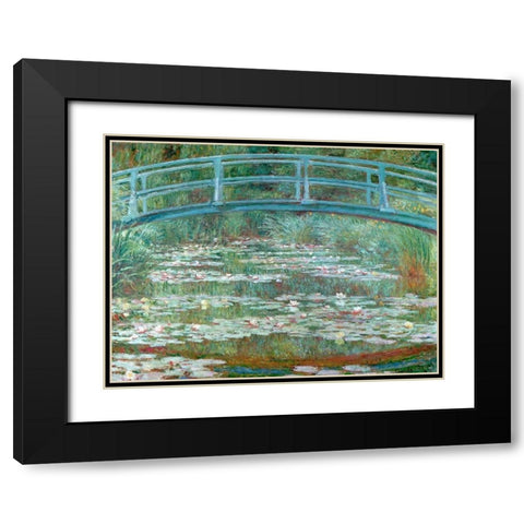 Water Lily Pool Black Modern Wood Framed Art Print with Double Matting by Monet, Claude