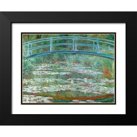Water Lily Pool Black Modern Wood Framed Art Print with Double Matting by Monet, Claude