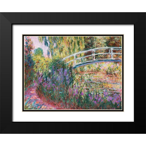 The Japanese Bridge Pond with Water Lillies Black Modern Wood Framed Art Print with Double Matting by Monet, Claude