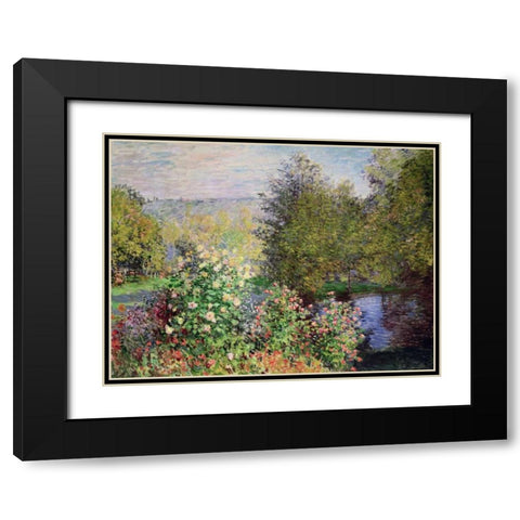 A corner of the Garden at Montgeron Black Modern Wood Framed Art Print with Double Matting by Monet, Claude