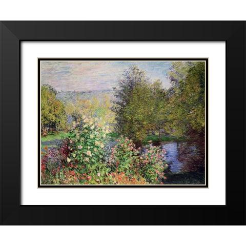 A corner of the Garden at Montgeron Black Modern Wood Framed Art Print with Double Matting by Monet, Claude
