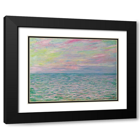 Coucher De Soleil a Pourville-Pleine Mer Black Modern Wood Framed Art Print with Double Matting by Monet, Claude