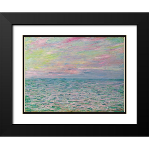 Coucher De Soleil a Pourville-Pleine Mer Black Modern Wood Framed Art Print with Double Matting by Monet, Claude