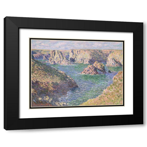 Port Domois - Belle Isle Black Modern Wood Framed Art Print with Double Matting by Monet, Claude